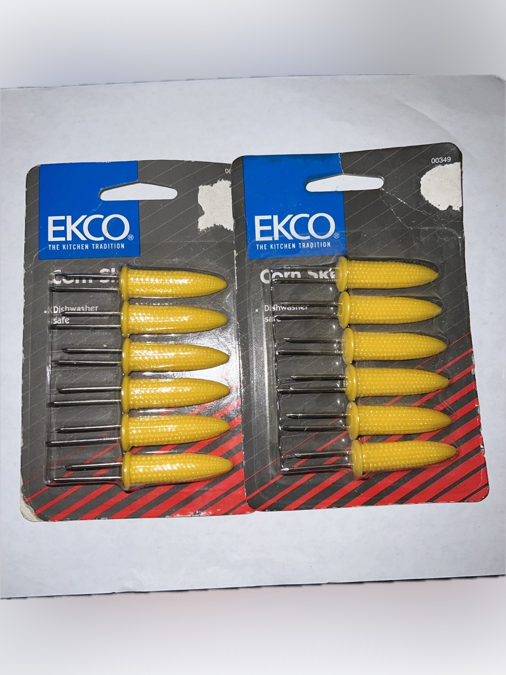 🔴Vintage EKCO Yellow Corn Skewers Holders Stainless Steel Plastic  3 Packs
